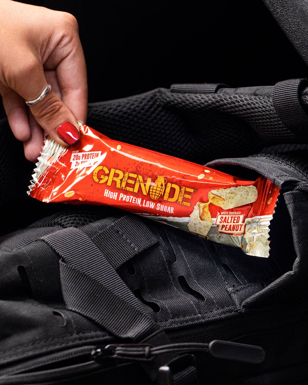 Salted Peanut Protein Bar on the go 