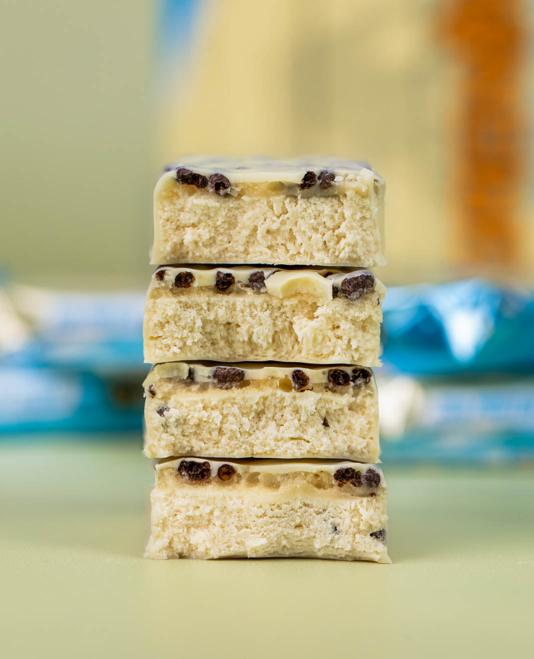 Inside a white chocolate protein bar