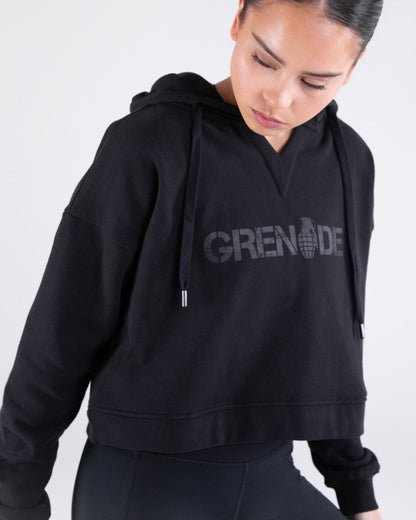 Grenade Womens Cropped Hoodie in Black